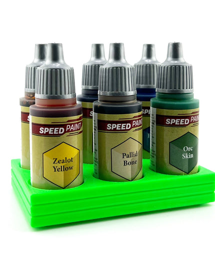 The Army Painter 17mm Paint Bottle Holder / Stand - Holds 6 The Army Painter 17mm Bottles with Anti-Slip Rubber Feet - 3D Printed