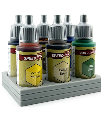 The Army Painter 17mm Paint Bottle Holder / Stand - Holds 6 The Army Painter 17mm Bottles with Anti-Slip Rubber Feet - 3D Printed