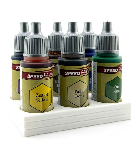 The Army Painter 17mm Paint Bottle Holder / Stand - Holds 6 The Army Painter 17mm Bottles with Anti-Slip Rubber Feet - 3D Printed