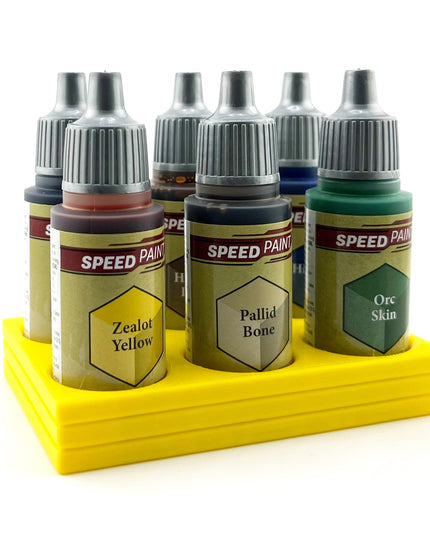 The Army Painter 17mm Paint Bottle Holder / Stand - Holds 6 The Army Painter 17mm Bottles with Anti-Slip Rubber Feet - 3D Printed