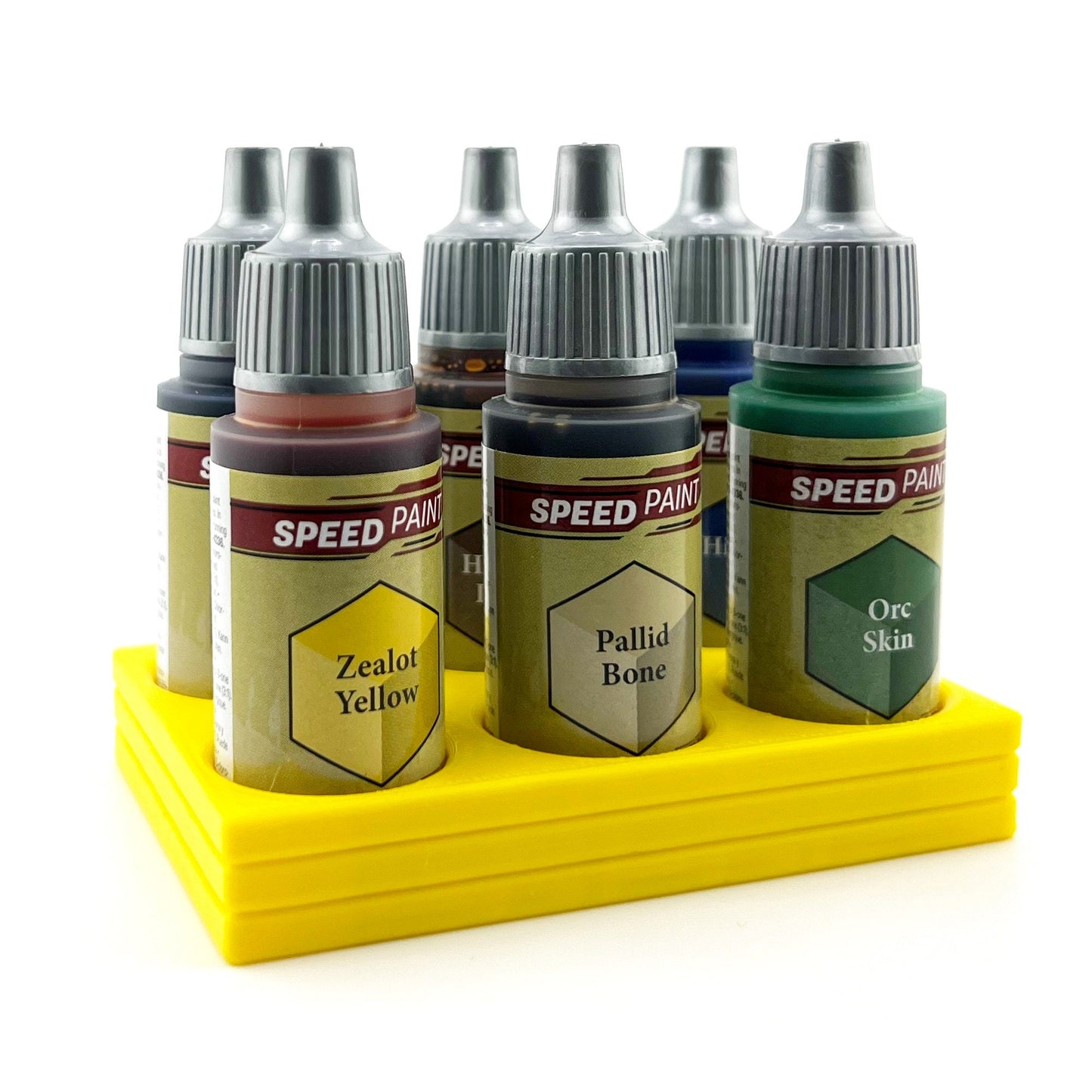 The Army Painter 17mm Paint Bottle Holder / Stand - Holds 6 The Army Painter 17mm Bottles with Anti-Slip Rubber Feet - 3D Printed