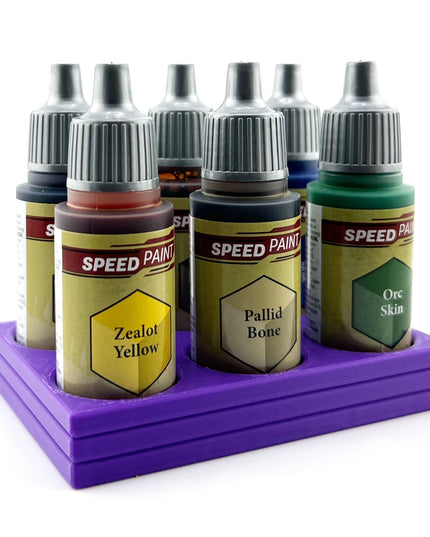 The Army Painter 17mm Paint Bottle Holder / Stand - Holds 6 The Army Painter 17mm Bottles with Anti-Slip Rubber Feet - 3D Printed
