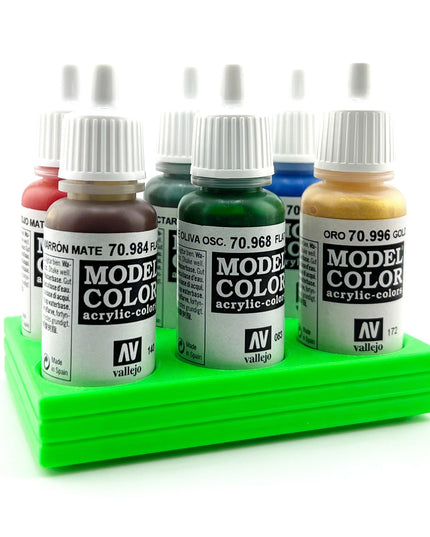 Vallejo 17mm Paint Bottle Holder / Stand - Holds 6 Vallejo 17mm Bottles with Anti-Slip Rubber Feet - 3D Printed