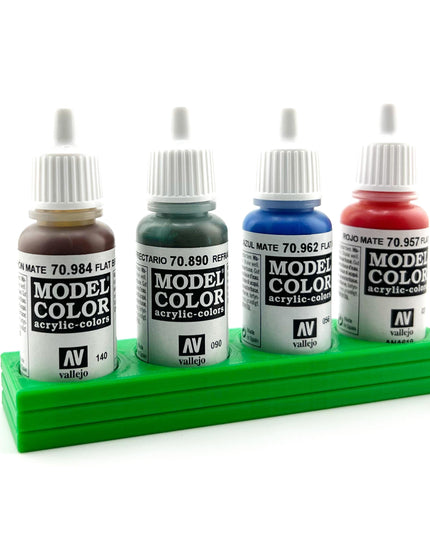 Vallejo 17mm Paint Bottle Holder / Stand Long - Holds 4 Vallejo 17mm Bottles with Anti-Slip Rubber Feet - 3D Printed