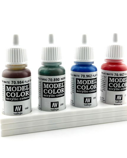Vallejo 17mm Paint Bottle Holder / Stand Long - Holds 4 Vallejo 17mm Bottles with Anti-Slip Rubber Feet - 3D Printed