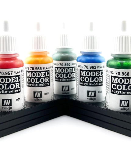 Vallejo 17mm Paint Bottle Holder / Stand - Holds 7 Vallejo 17mm Bottles with Anti-Slip Rubber Feet - 3D Printed