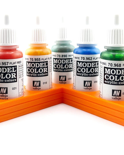 Vallejo 17mm Paint Bottle Holder / Stand - Holds 7 Vallejo 17mm Bottles with Anti-Slip Rubber Feet - 3D Printed