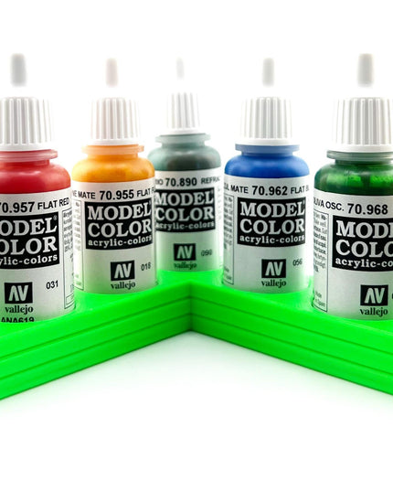 Vallejo 17mm Paint Bottle Holder / Stand - Holds 7 Vallejo 17mm Bottles with Anti-Slip Rubber Feet - 3D Printed