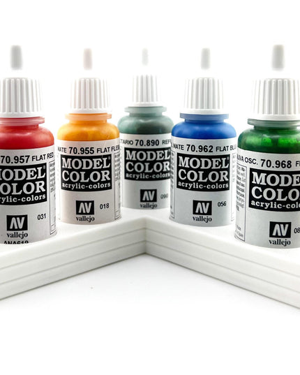 Vallejo 17mm Paint Bottle Holder / Stand - Holds 7 Vallejo 17mm Bottles with Anti-Slip Rubber Feet - 3D Printed