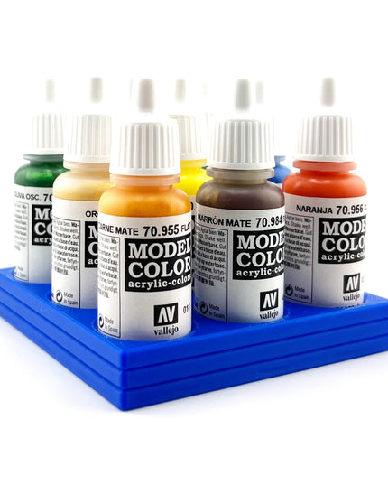 Vallejo 17mm Paint Bottle Holder / Stand - Holds 9 Vallejo 17mm Bottles with Anti-Slip Rubber Feet - 3D Printed