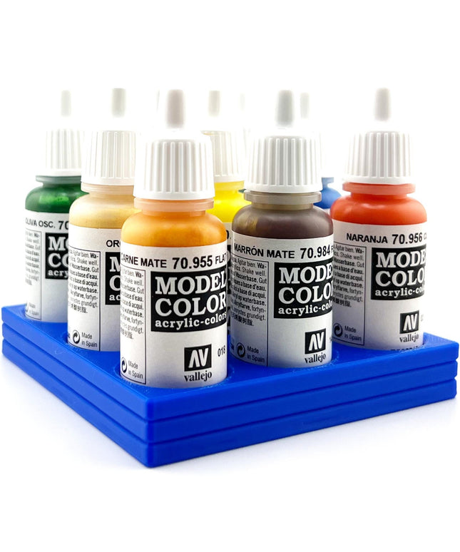Vallejo 17mm Paint Bottle Holder / Stand - Holds 9 Vallejo 17mm Bottles with Anti-Slip Rubber Feet - 3D Printed