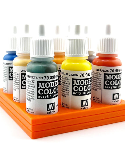 Vallejo 17mm Paint Bottle Holder / Stand - Holds 9 Vallejo 17mm Bottles with Anti-Slip Rubber Feet - 3D Printed