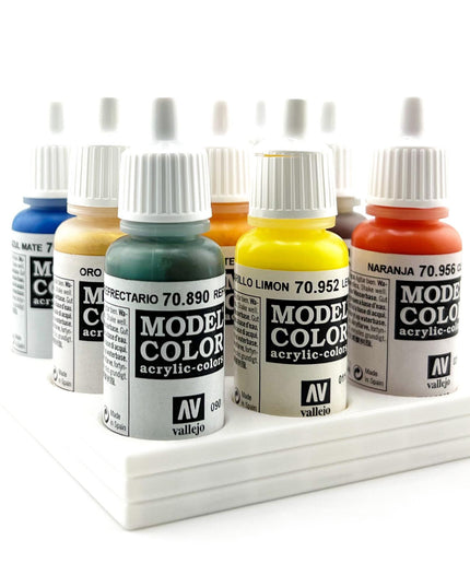 Vallejo 17mm Paint Bottle Holder / Stand - Holds 9 Vallejo 17mm Bottles with Anti-Slip Rubber Feet - 3D Printed