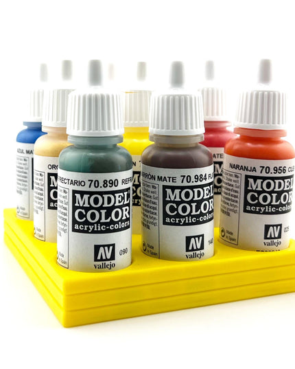 Vallejo 17mm Paint Bottle Holder / Stand - Holds 9 Vallejo 17mm Bottles with Anti-Slip Rubber Feet - 3D Printed