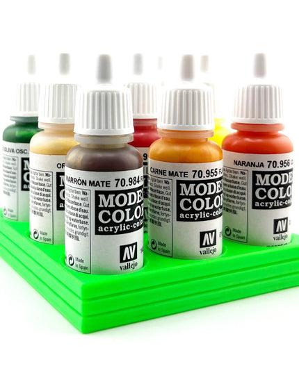Vallejo 17mm Paint Bottle Holder / Stand - Holds 9 Vallejo 17mm Bottles with Anti-Slip Rubber Feet - 3D Printed