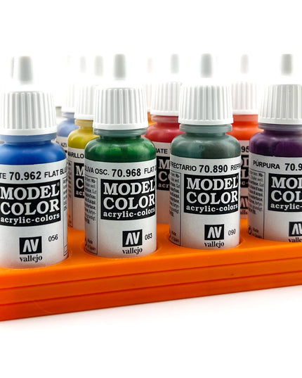 Vallejo 17mm Paint Bottle Holder / Stand - Holds 16 Vallejo 17mm Bottles with Anti-Slip Rubber Feet - 3D Printed