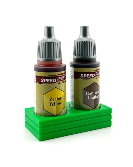 The Army Painter 17mm Paint Bottle Holder / Stand - Holds 2 The Army Painter 17mm Bottles with Anti-Slip Rubber Feet - 3D Printed