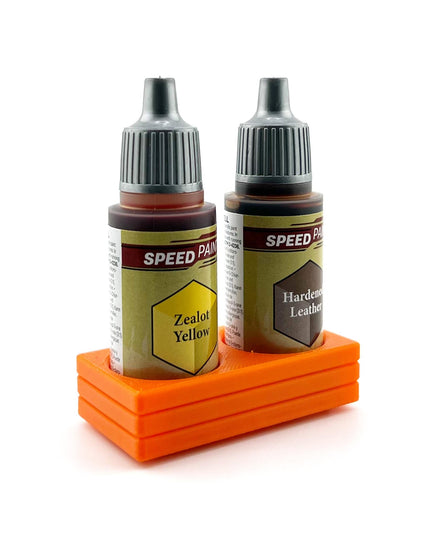 The Army Painter 17mm Paint Bottle Holder / Stand - Holds 2 The Army Painter 17mm Bottles with Anti-Slip Rubber Feet - 3D Printed