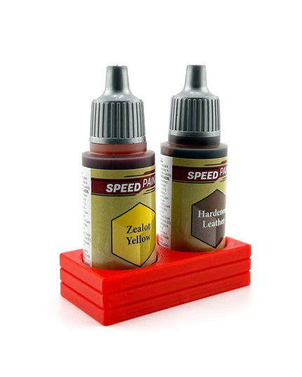 The Army Painter 17mm Paint Bottle Holder / Stand - Holds 2 The Army Painter 17mm Bottles with Anti-Slip Rubber Feet - 3D Printed
