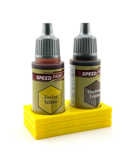The Army Painter 17mm Paint Bottle Holder / Stand - Holds 2 The Army Painter 17mm Bottles with Anti-Slip Rubber Feet - 3D Printed