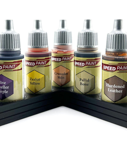 The Army Painter 17mm Paint Bottle Holder / Stand - Holds 7 The Army Painter 17mm Bottles with Anti-Slip Rubber Feet - 3D Printed