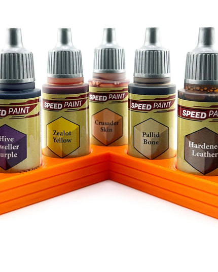 The Army Painter 17mm Paint Bottle Holder / Stand - Holds 7 The Army Painter 17mm Bottles with Anti-Slip Rubber Feet - 3D Printed