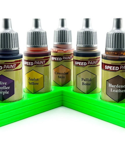 The Army Painter 17mm Paint Bottle Holder / Stand - Holds 7 The Army Painter 17mm Bottles with Anti-Slip Rubber Feet - 3D Printed