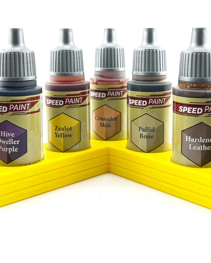 The Army Painter 17mm Paint Bottle Holder / Stand - Holds 7 The Army Painter 17mm Bottles with Anti-Slip Rubber Feet - 3D Printed