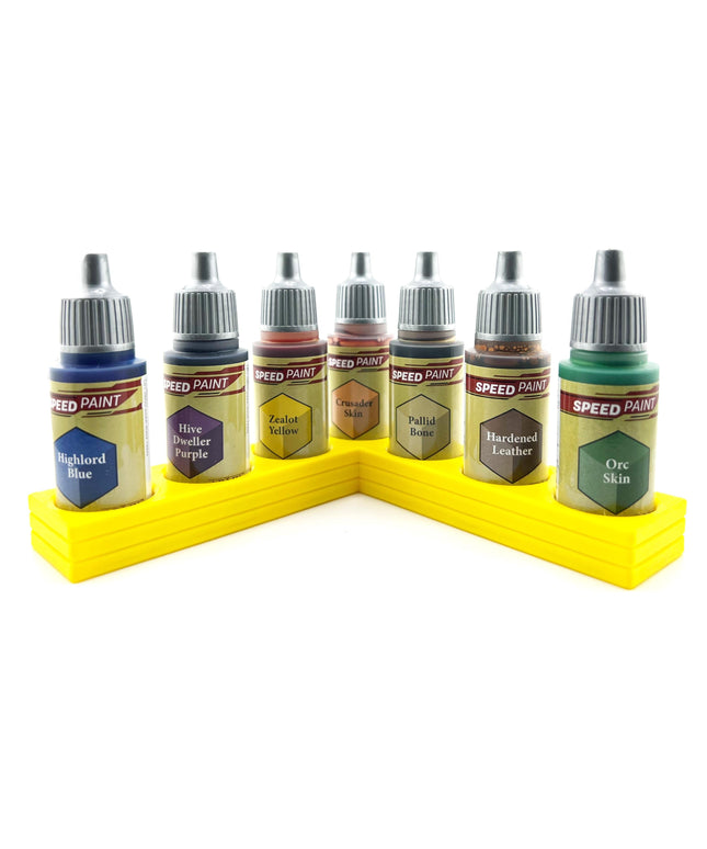 The Army Painter 17mm Paint Bottle Holder / Stand - Holds 7 The Army Painter 17mm Bottles with Anti-Slip Rubber Feet - 3D Printed