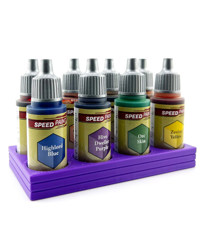 The Army Painter 17mm Paint Bottle Holder / Stand - Holds 8 The Army Painter 17mm Bottles with Anti-Slip Rubber Feet - 3D Printed