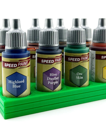 The Army Painter 17mm Paint Bottle Holder / Stand - Holds 8 The Army Painter 17mm Bottles with Anti-Slip Rubber Feet - 3D Printed