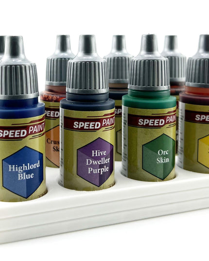 The Army Painter 17mm Paint Bottle Holder / Stand - Holds 8 The Army Painter 17mm Bottles with Anti-Slip Rubber Feet - 3D Printed