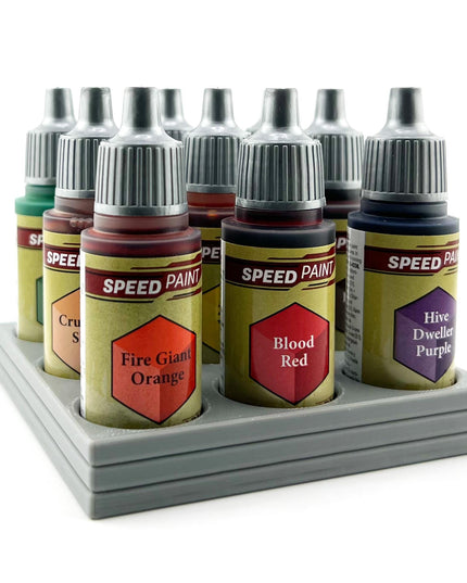 The Army Painter 17mm Paint Bottle Holder / Stand - Holds 9 The Army Painter 17mm Bottles with Anti-Slip Rubber Feet - 3D Printed