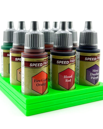 The Army Painter 17mm Paint Bottle Holder / Stand - Holds 9 The Army Painter 17mm Bottles with Anti-Slip Rubber Feet - 3D Printed