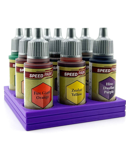 The Army Painter 17mm Paint Bottle Holder / Stand - Holds 9 The Army Painter 17mm Bottles with Anti-Slip Rubber Feet - 3D Printed