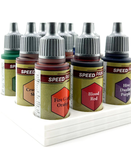 The Army Painter 17mm Paint Bottle Holder / Stand - Holds 9 The Army Painter 17mm Bottles with Anti-Slip Rubber Feet - 3D Printed
