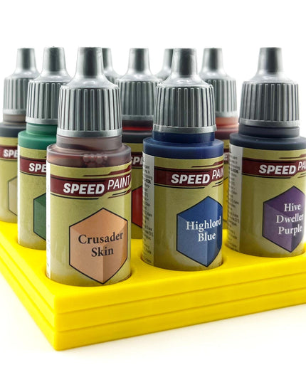 The Army Painter 17mm Paint Bottle Holder / Stand - Holds 9 The Army Painter 17mm Bottles with Anti-Slip Rubber Feet - 3D Printed