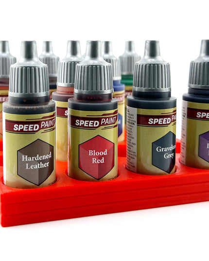 The Army Painter 17mm Paint Bottle Holder / Stand - Holds 16 The Army Painter 17mm Bottles with Anti-Slip Rubber Feet - 3D Printed