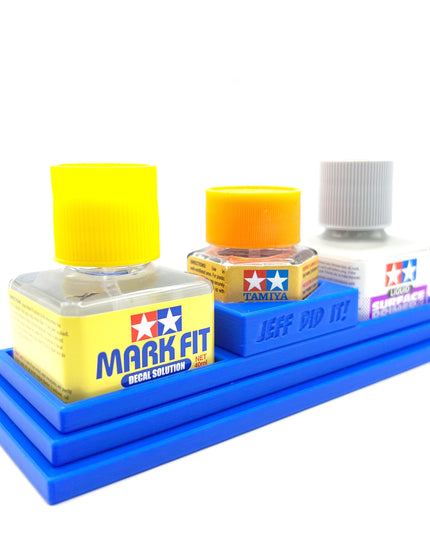 Anti-Tip 3D Printed Tamiya Glue Bottle Holder Stepped Tower Double Square & 1 Hex with Rubber Feet Tamiya 87038 87012