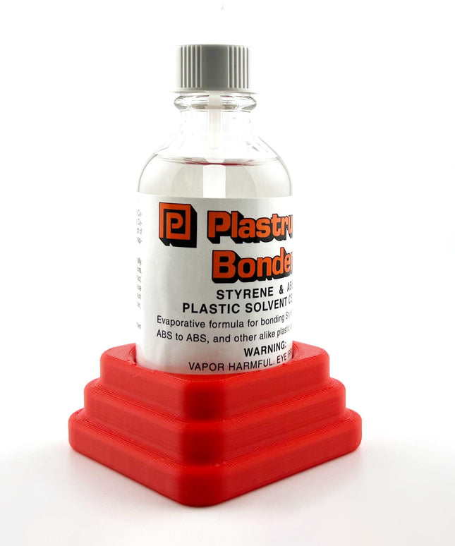 Plastruct Bondene Anti-Tip Bottle Holder for 2 oz Bottle with Anti-Slip Rubber Feet - Holds 1 Bottle - Made and Designed in the USA