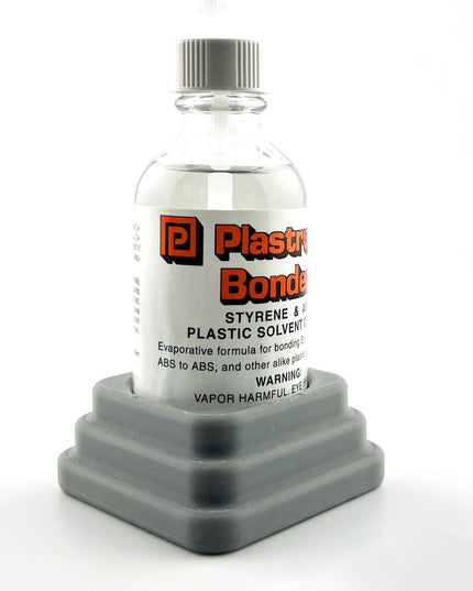 Plastruct Bondene Anti-Tip Bottle Holder for 2 oz Bottle with Anti-Slip Rubber Feet - Holds 1 Bottle - Made and Designed in the USA