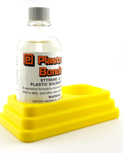 Plastruct Bondene Anti-Tip Bottle Holder for 2 oz Bottle with Anti-Slip Rubber Feet - Holds 2 Bottles - Made and Designed in the USA