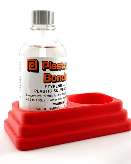 Plastruct Bondene Anti-Tip Bottle Holder for 2 oz Bottle with Anti-Slip Rubber Feet - Holds 2 Bottles - Made and Designed in the USA