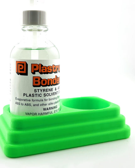 Plastruct Bondene Anti-Tip Bottle Holder for 2 oz Bottle with Anti-Slip Rubber Feet - Holds 2 Bottles - Made and Designed in the USA
