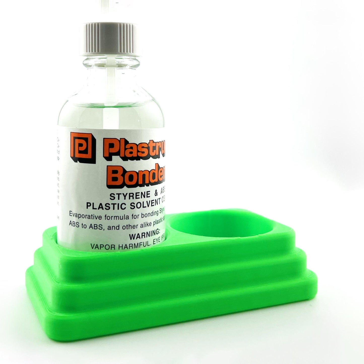 Plastruct Bondene Anti-Tip Bottle Holder for 2 oz Bottle with Anti-Slip Rubber Feet - Holds 2 Bottles - Made and Designed in the USA