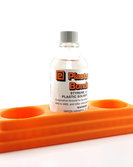 Plastruct Bondene Anti-Tip Bottle Holder for 2 oz Bottle with Anti-Slip Rubber Feet - Holds 3 Bottles - Made and Designed in the USA