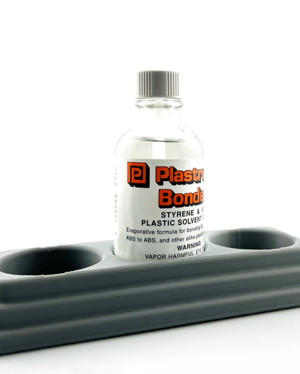 Plastruct Bondene Anti-Tip Bottle Holder for 2 oz Bottle with Anti-Slip Rubber Feet - Holds 3 Bottles - Made and Designed in the USA