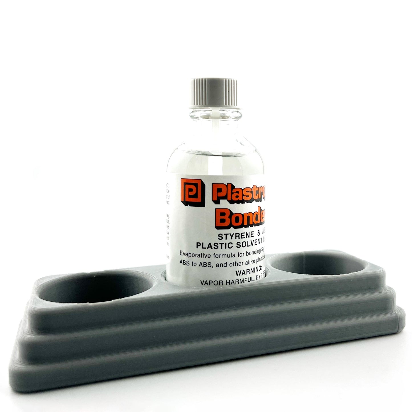 Plastruct Bondene Anti-Tip Bottle Holder for 2 oz Bottle with Anti-Slip Rubber Feet - Holds 3 Bottles - Made and Designed in the USA