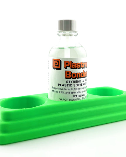 Plastruct Bondene Anti-Tip Bottle Holder for 2 oz Bottle with Anti-Slip Rubber Feet - Holds 3 Bottles - Made and Designed in the USA