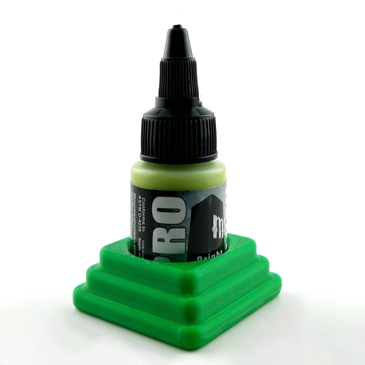 Monument Hobbies 22ml 30mm Paint Bottle Holder / Stand - Holds 1 Monument Hobbies 22ml 30mm  Bottle w/ Anti-Slip Rubber Feet - 3D Printed